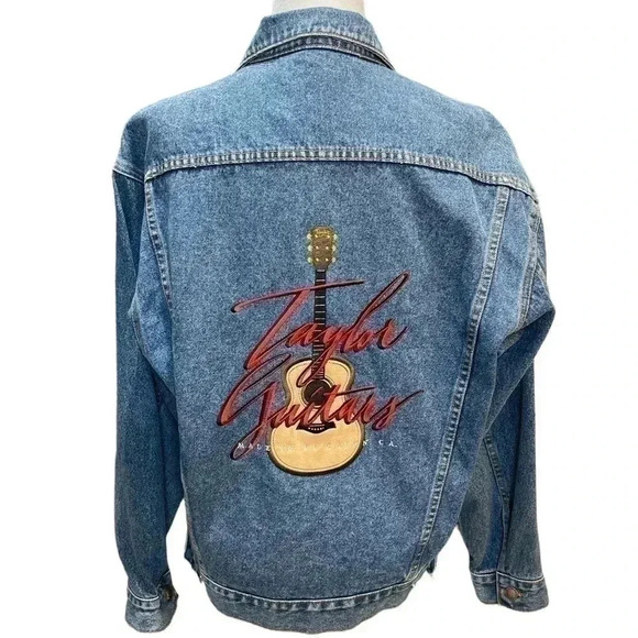 Taylor Guitars Embroidered Denim Jean Jacket Unisex Size Small - Picture 1 of 3